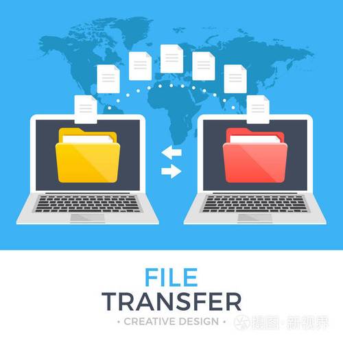 文件传输两个笔记本电脑上屏幕和转移的文件的文件夹复制文件数据交换